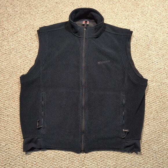 SIMMS Gore Windstopper Fleece Vest Medium Black Full Zip Fishing Outdoor - Picture 1 of 7